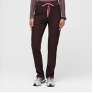 FIGS Yola high waisted FreeX scrubs, in color Dark Fig, size XS